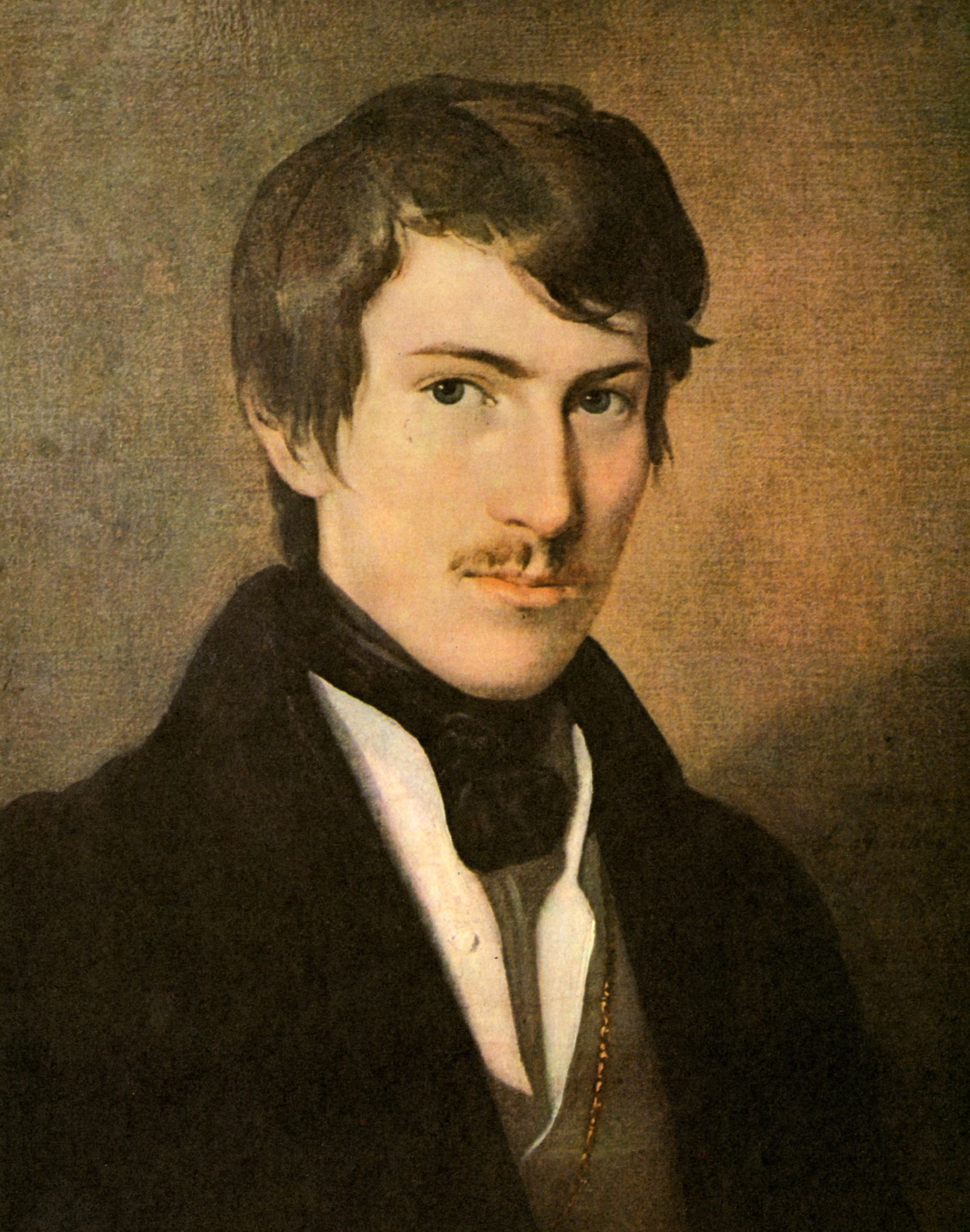 Portrait of Nikolaus Lenau as a young man, in a dark coat and black cravat